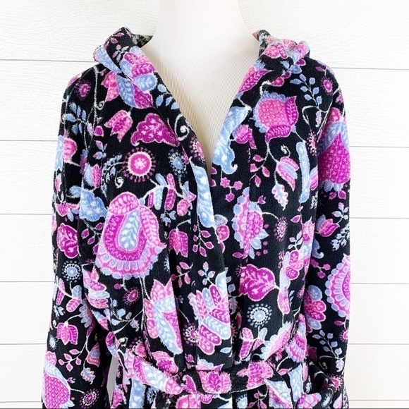 Vera Bradley Hooded Fleece Bathrobe Robe Alpine Floral Cottagecore - Picture 4 of 11